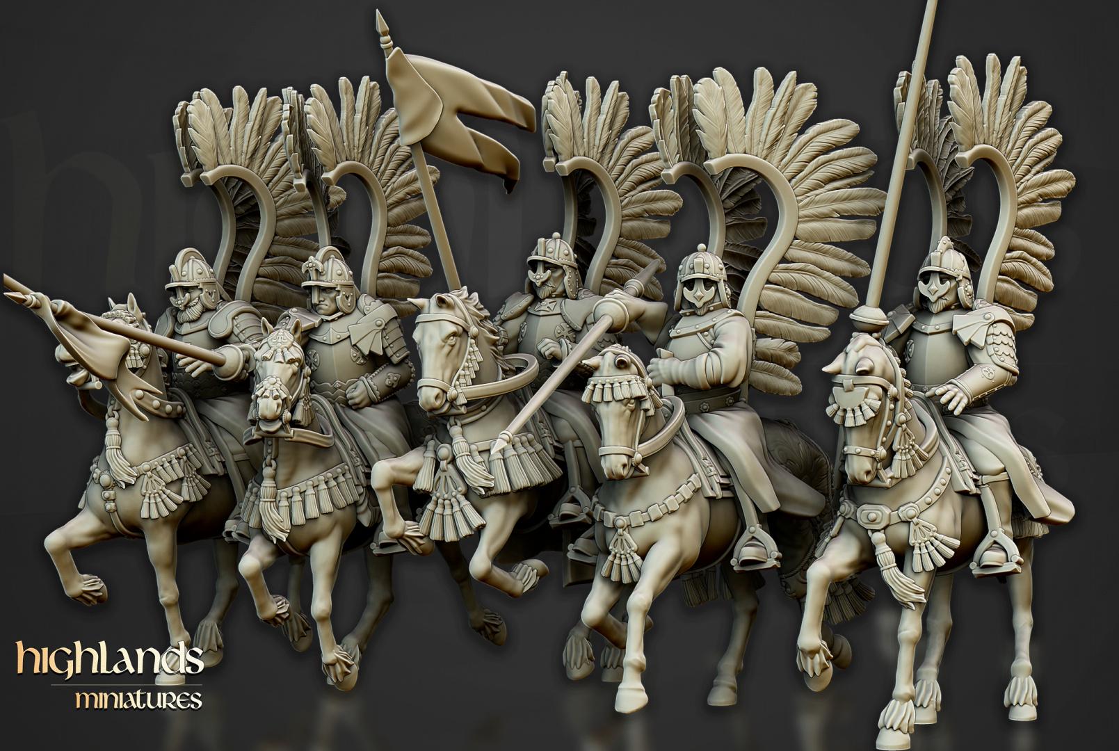 Winged Hussars with Command Group 10 models Highland Miniatures Cavalry various scales (US tariffs are pre-paid by us)