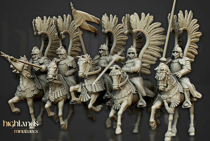 Winged Hussars with Command Group 10 models Highland Miniatures Cavalry various scales (US tariffs are pre-paid by us)