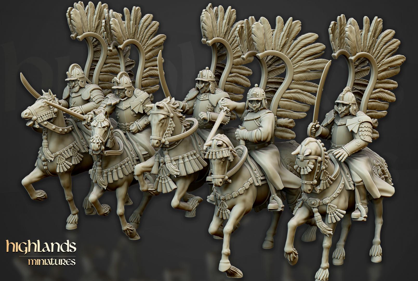 Winged Hussars with Command Group 10 models Highland Miniatures Cavalry various scales (US tariffs are pre-paid by us)