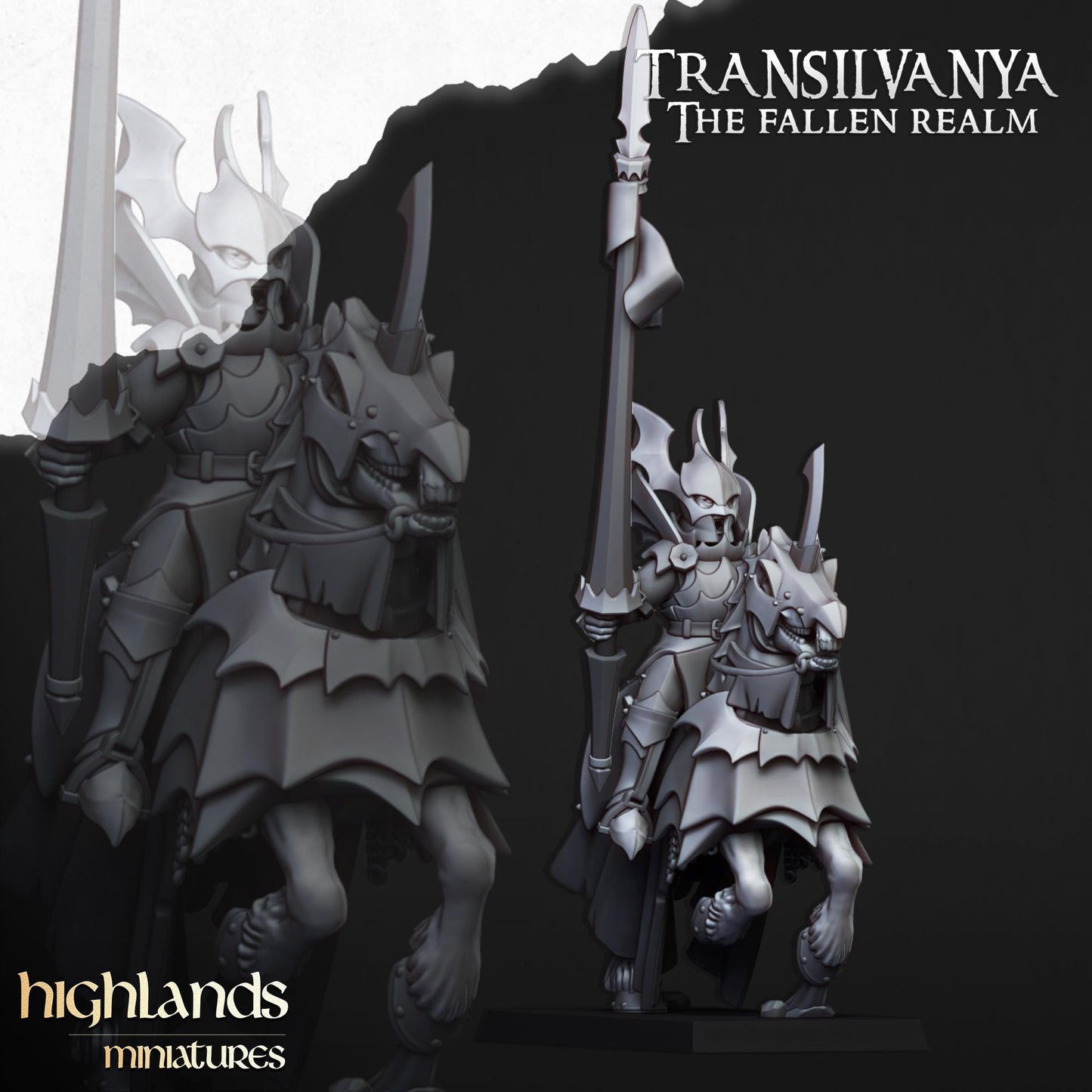 Vampire Knights with Command Group 10 models Highland Miniatures Transilvanya Undead Cavalry various scales (US tariffs are pre-paid by us)