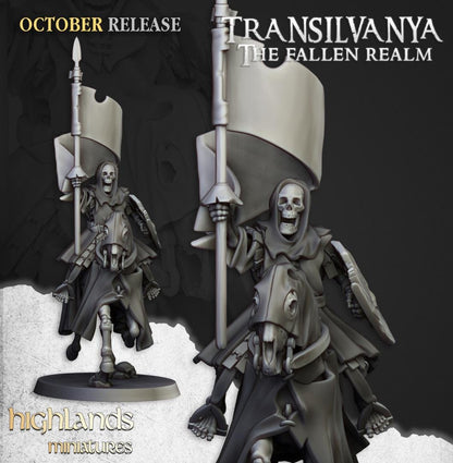 Skeleton Knights with Command Group 10 models Highland Miniatures Transilvanya Undead Cavalry various scales (US tariffs are pre-paid by us)