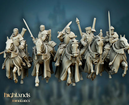 Questing Knights with Command Group 10 models Highland Miniatures Cavalry various scales (US tariffs are pre-paid by us)
