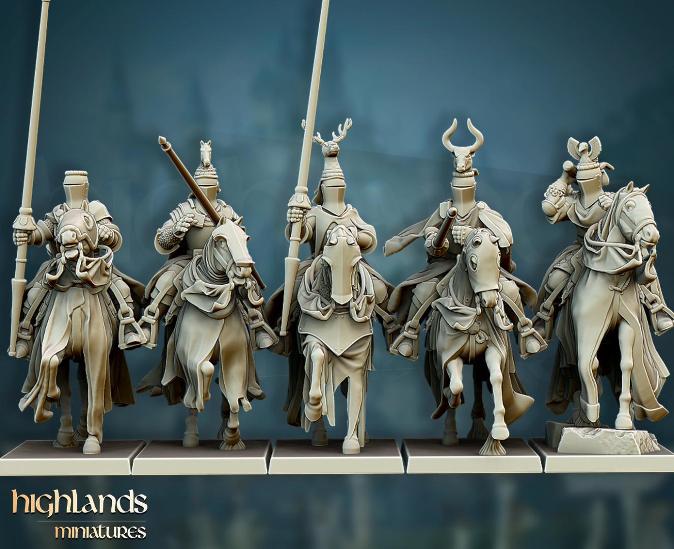 Grail Knights with Command Group 10 models Highland Miniatures Cavalry various scales (US tariffs are pre-paid by us)