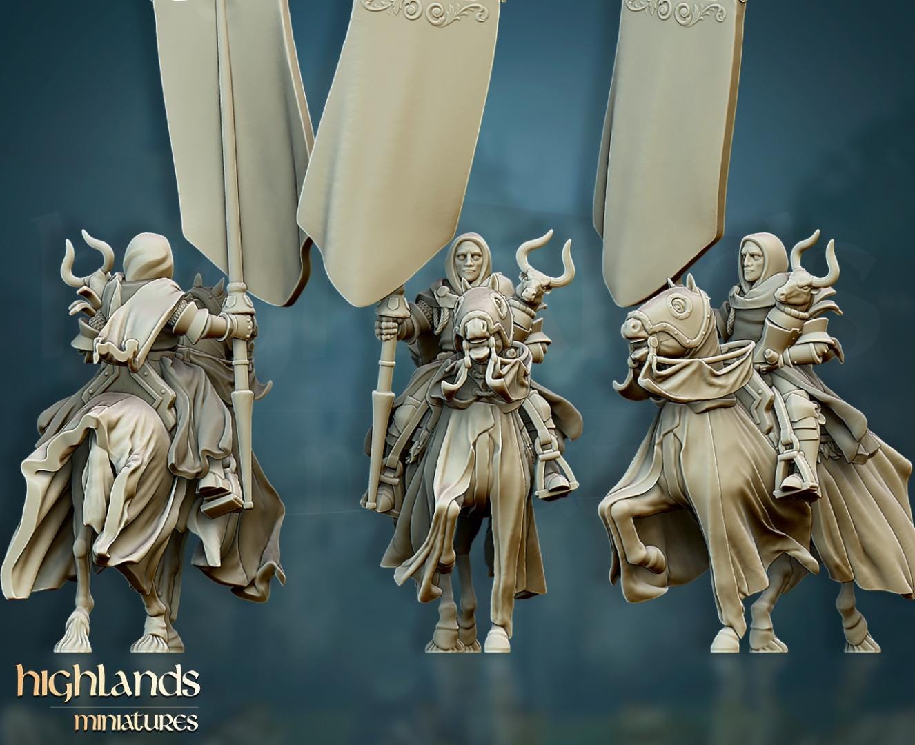 Grail Knights with Command Group 10 models Highland Miniatures Cavalry various scales (US tariffs are pre-paid by us)