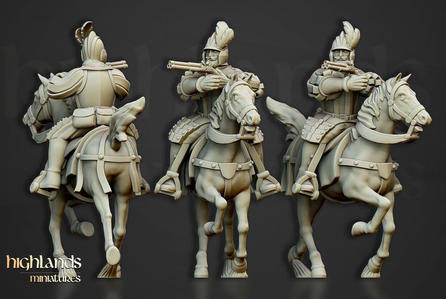 Black Riders Pistoliers 10 multipart models Highland Miniatures Cavalry various scales (US tariffs are pre-paid by us)