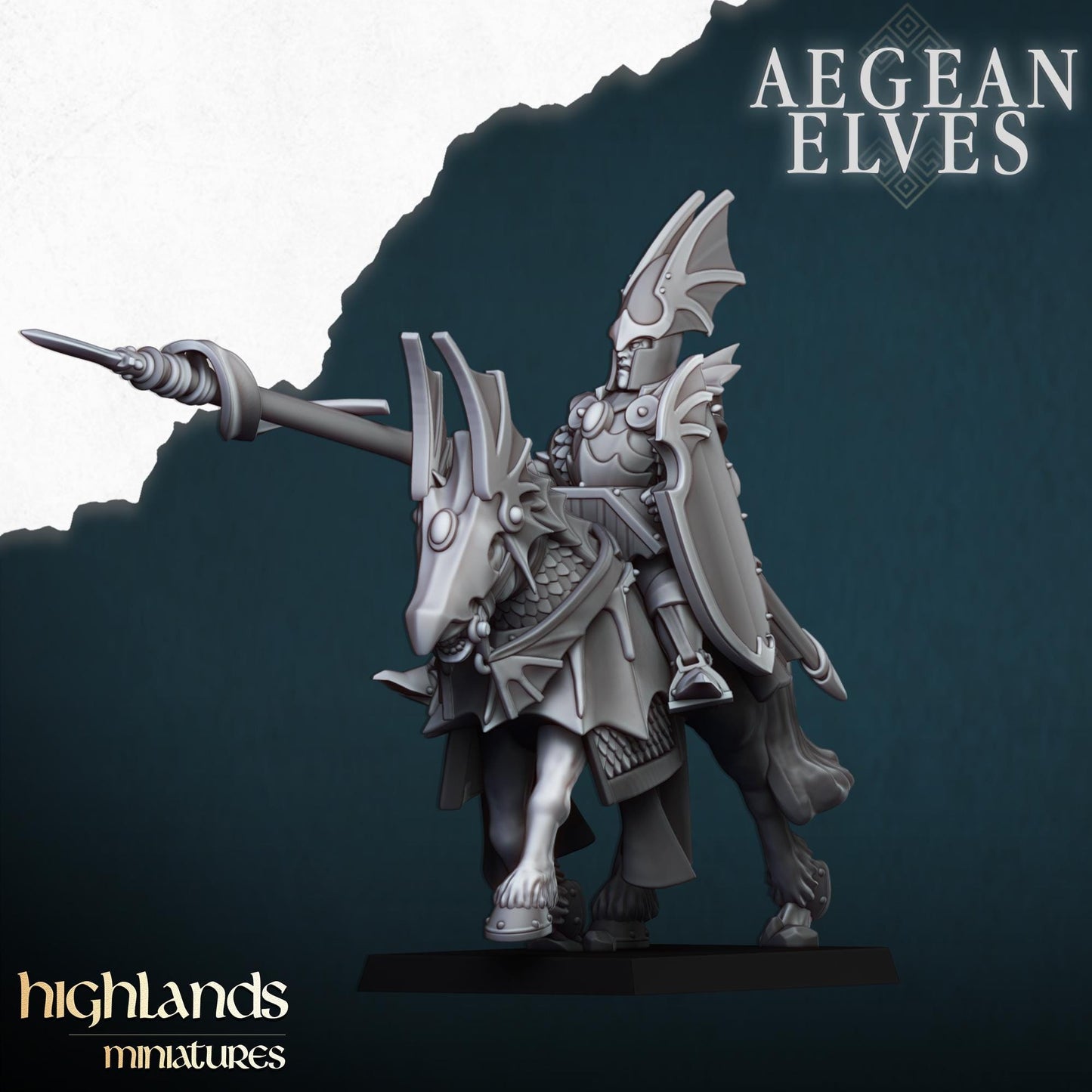 Mounted Aegean Elven Dragoons with Command Group 10 models Highland Miniatures Cavalry various scales (US tariffs are pre-paid by us)