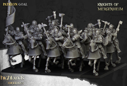 Knights of Mergenheim with Command Group 10 models Highland Miniatures Cavalry various scales (US tariffs are pre-paid by us)