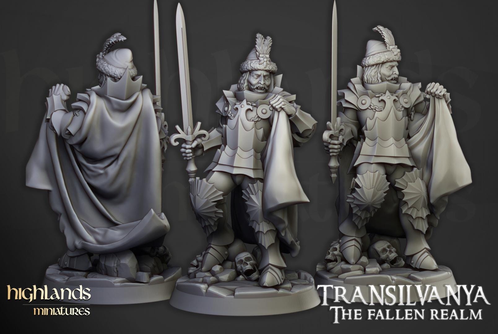 Vlad Vacari 2 models Highland Miniatures Transilvanya Undead Hero Various Scales (US tariffs are pre-paid by us)