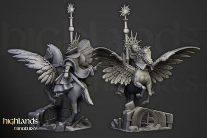 Sunland High Mage on Pegasus with Scenic Base Highland Miniatures Hero Various Scales (US tariffs are pre-paid by us)