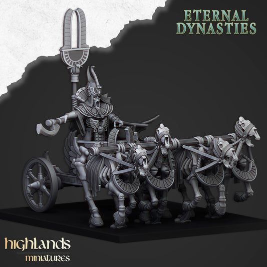 Eternal Pharaoh on Chariot Highland Miniatures Hero Various Scales (US tariffs are pre-paid by us)