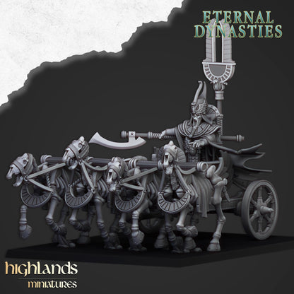 Eternal Pharaoh on Chariot Highland Miniatures Hero Various Scales (US tariffs are pre-paid by us)