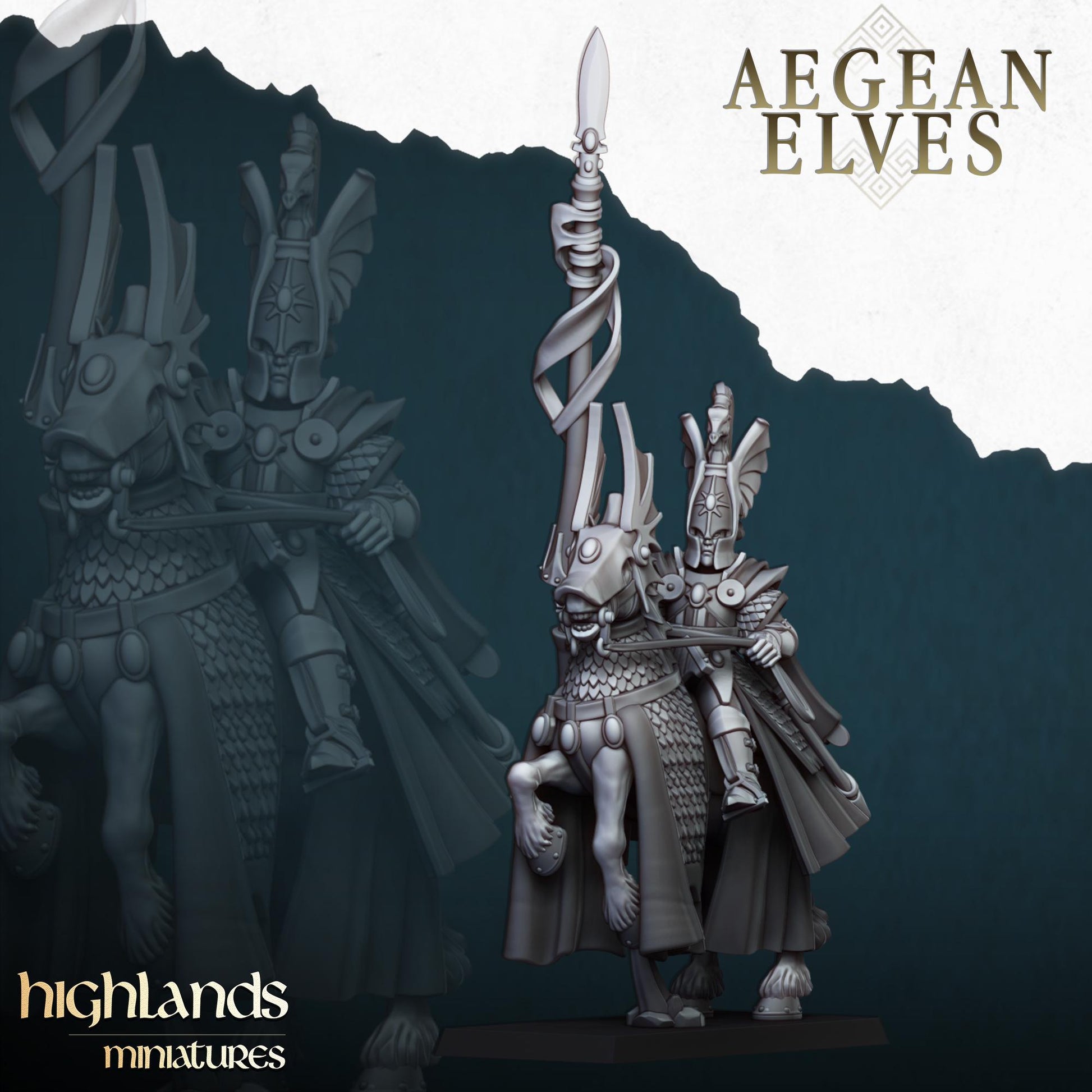 Aegean Elf Mounted Lord Highland Miniatures Hero Various Scales (US tariffs are pre-paid by us)