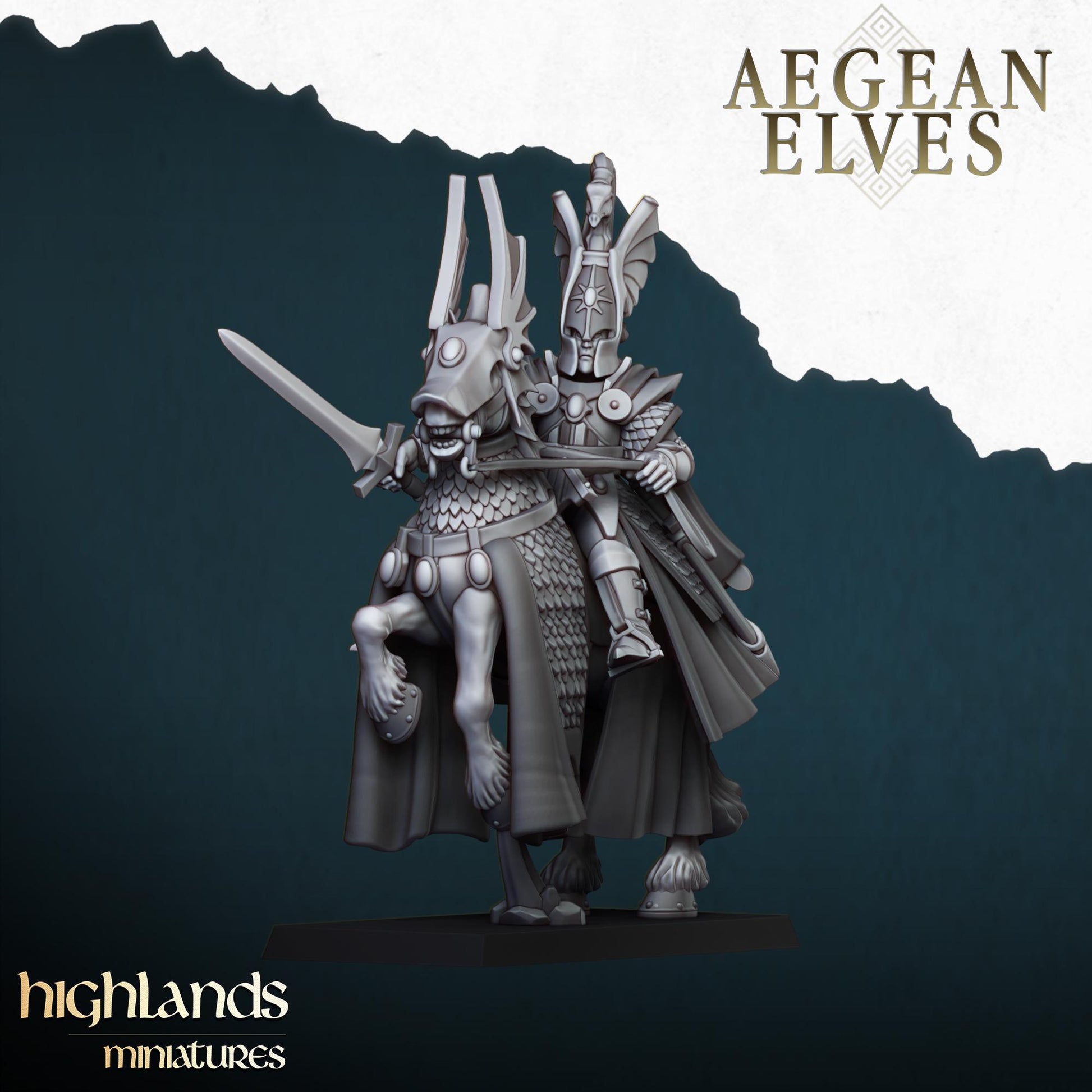 Aegean Elf Mounted Lord Highland Miniatures Hero Various Scales (US tariffs are pre-paid by us)