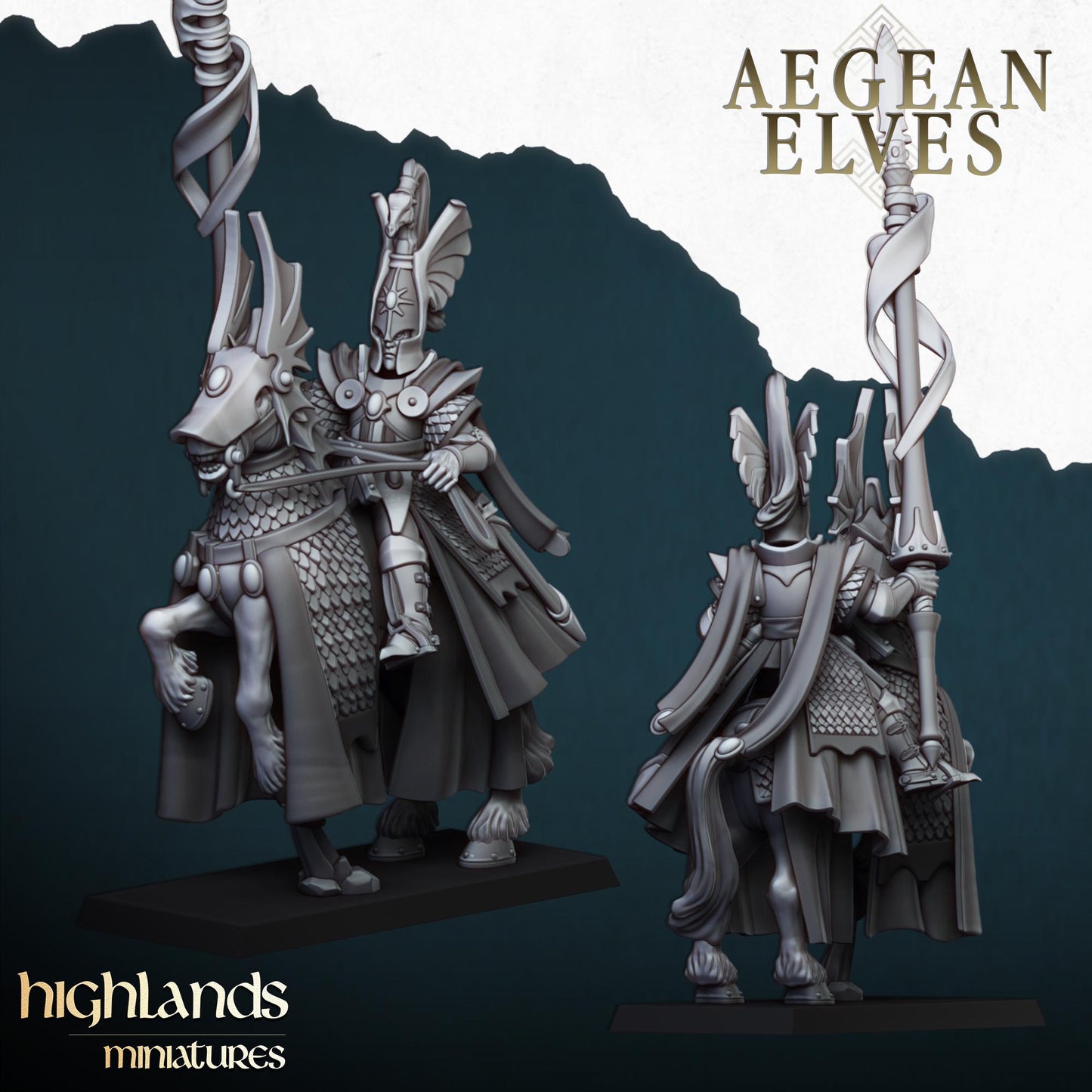 Aegean Elf Mounted Lord Highland Miniatures Hero Various Scales (US tariffs are pre-paid by us)