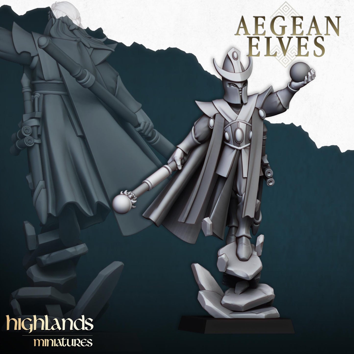 Aegean Elf Mage Highland Miniatures Hero Various Scales (US tariffs are pre-paid by us)