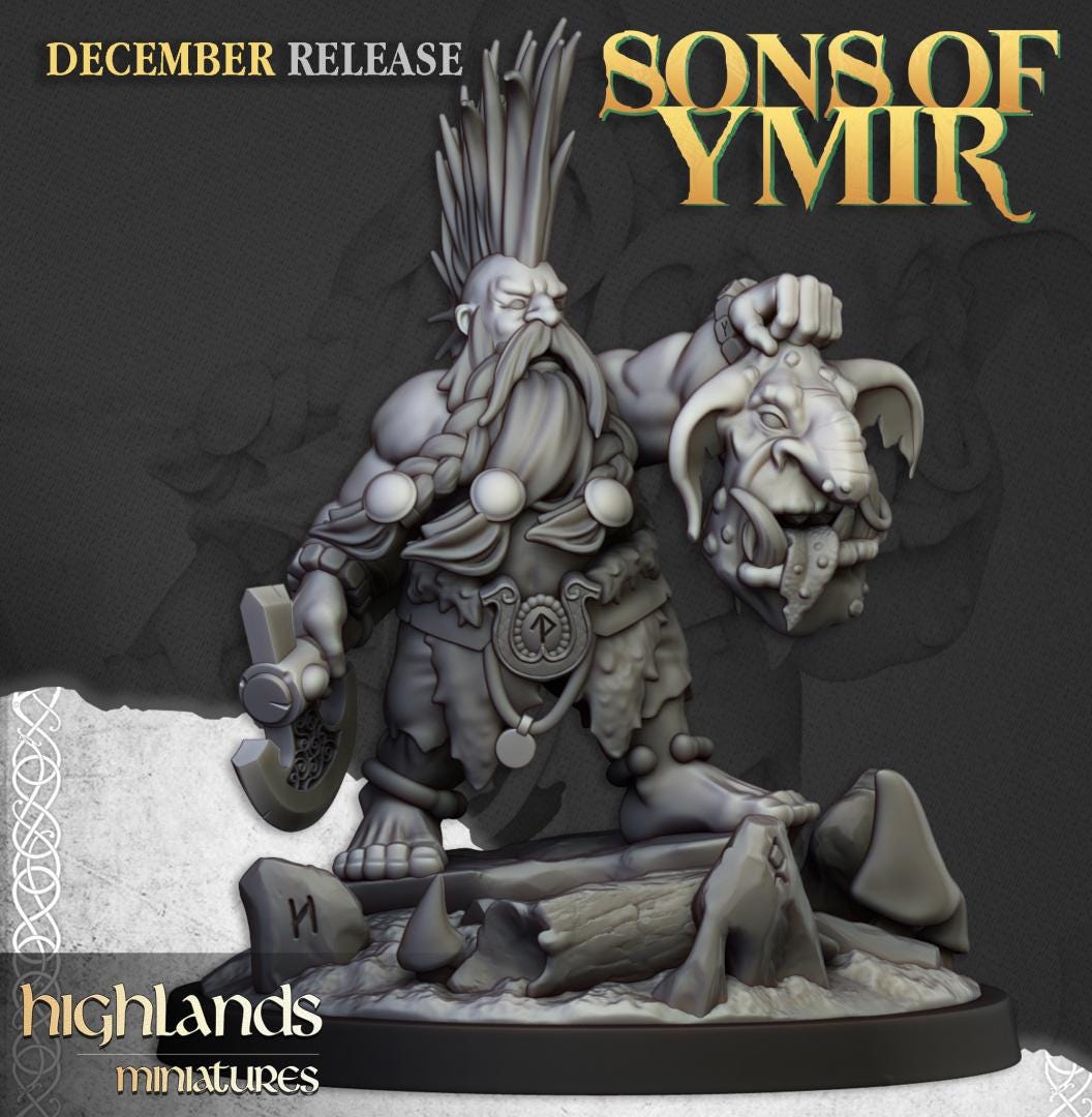 Dwarf Troll Seeker with Scenic Base Highland Miniatures Hero Various Scales (US tariffs are pre-paid by us)