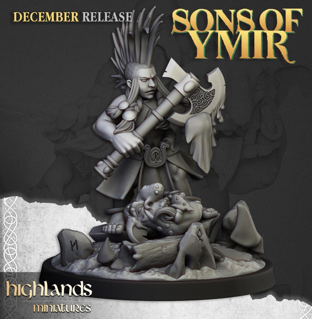 Dwarf Troll Seeker with Scenic Base Highland Miniatures Hero Various Scales (US tariffs are pre-paid by us)