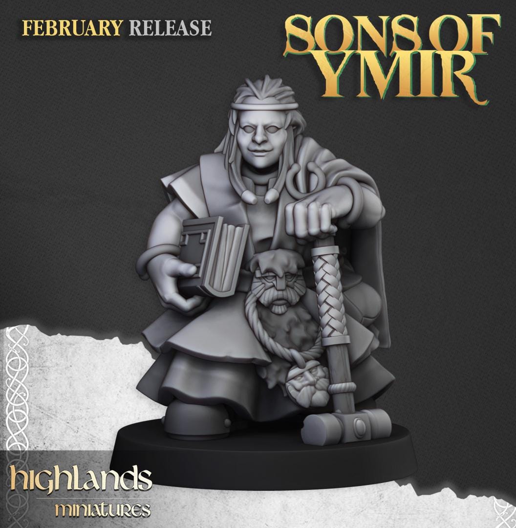 Dwarf Rune Priests 2 models Highland Miniatures Hero Various Scales (US tariffs are pre-paid by us)