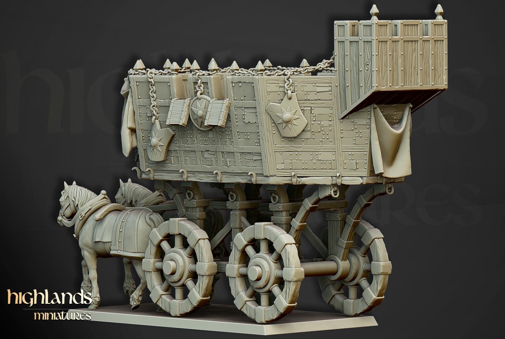 Wittemberg Wagon Mobile Fortress Highland Miniatures Various Scales (US tariffs are pre-paid by us)