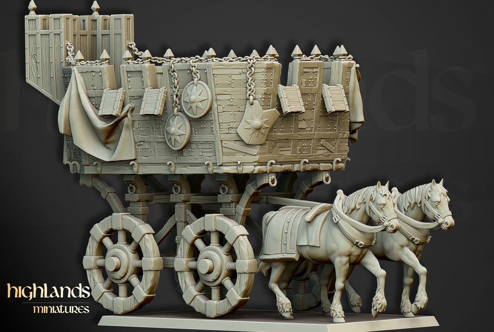 Wittemberg Wagon Mobile Fortress Highland Miniatures Various Scales (US tariffs are pre-paid by us)