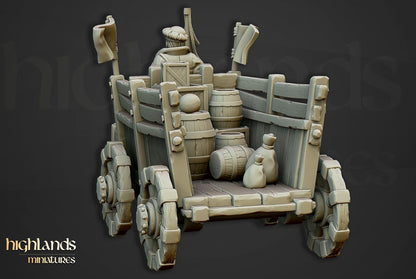 Gold Wagon with Driver and Cargo Highland Miniatures Various Scales (US tariffs are pre-paid by us)