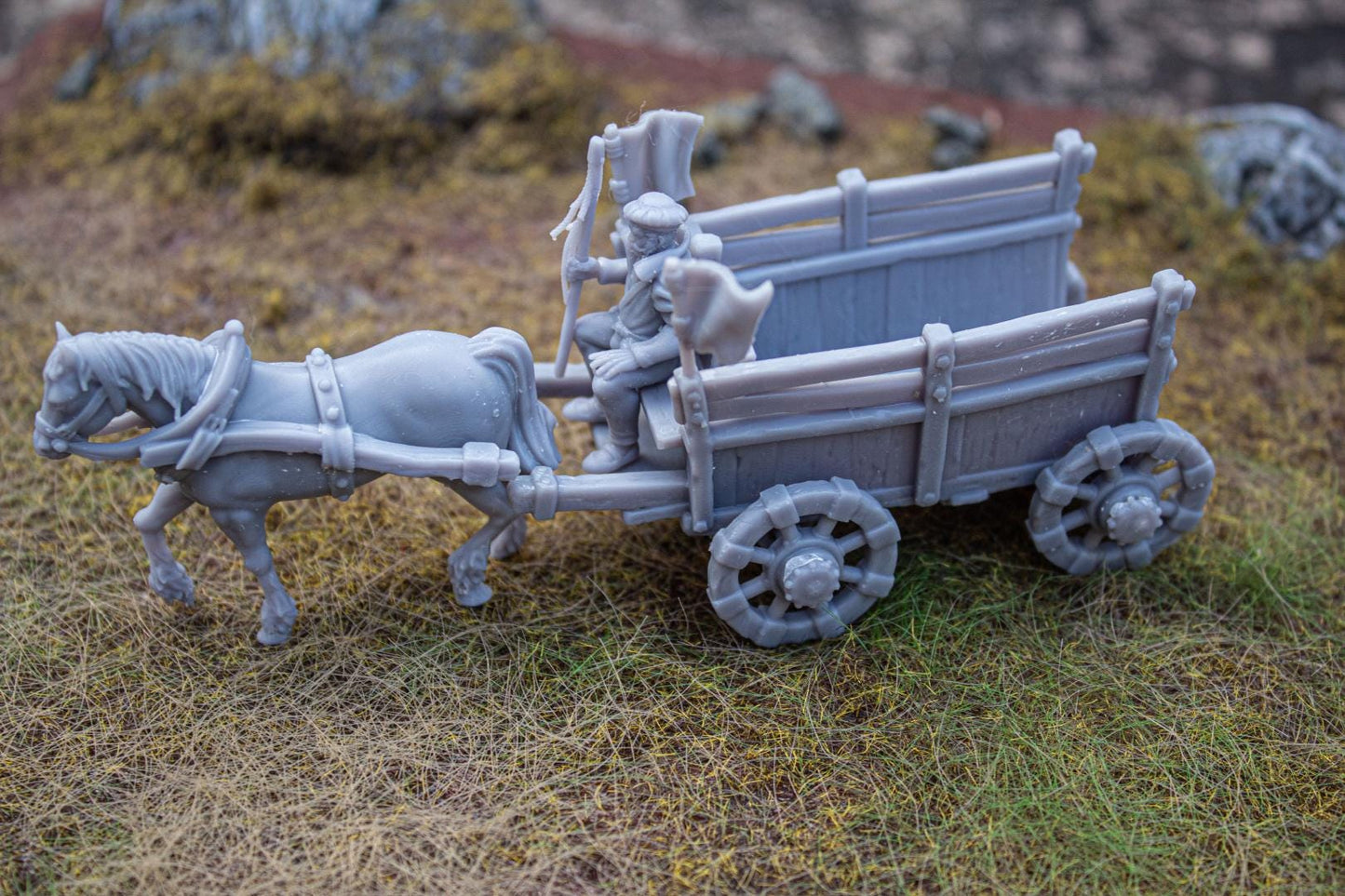 Gold Wagon with Driver and Cargo Highland Miniatures Various Scales (US tariffs are pre-paid by us)