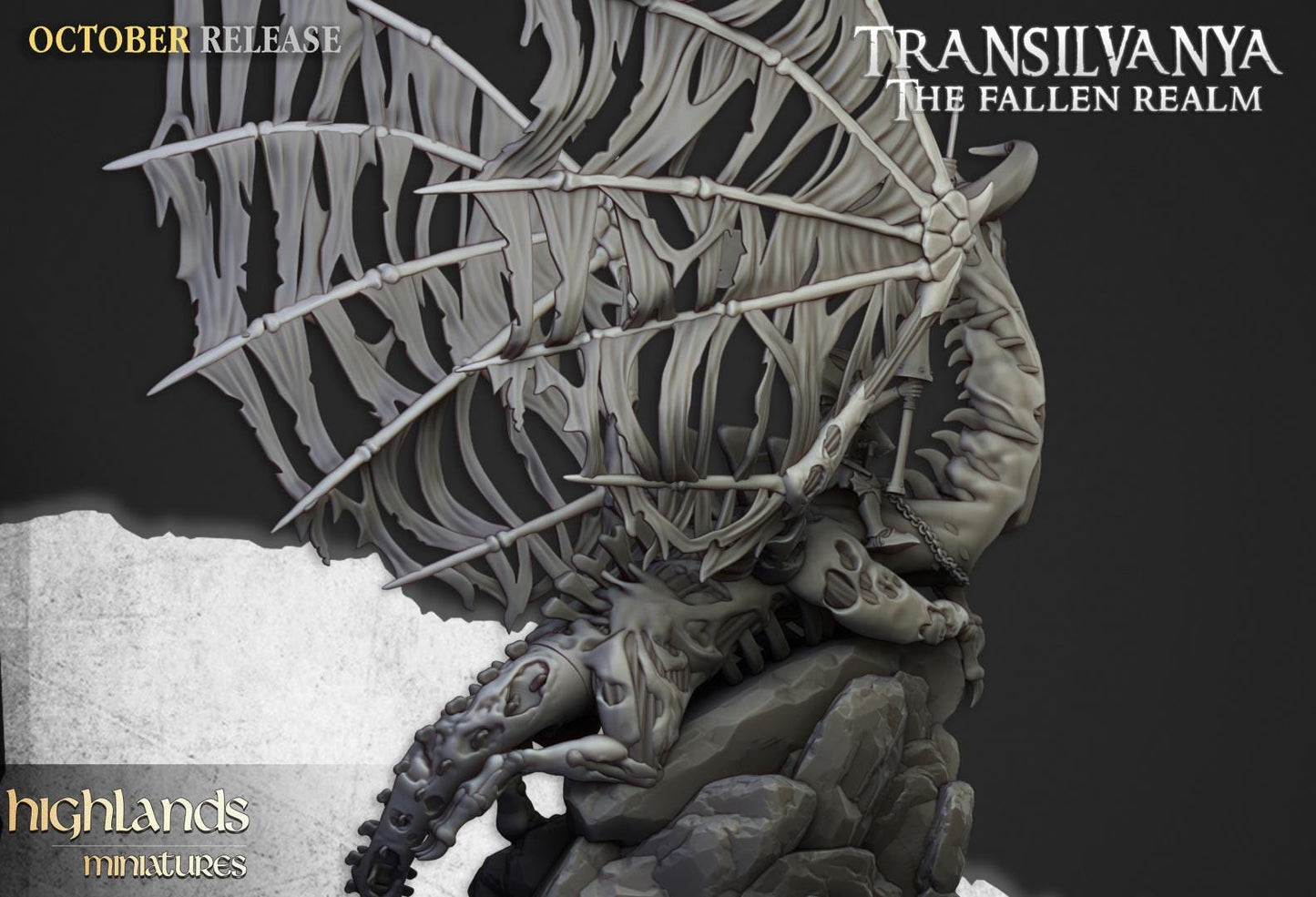 Vampire Lady on Zombie Dragon with Scenic Base Highland Miniatures Transilvanya Undead Hero Various Scales (US tariffs are pre-paid by us)