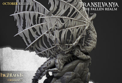 Vampire Lady on Zombie Dragon with Scenic Base Highland Miniatures Transilvanya Undead Hero Various Scales (US tariffs are pre-paid by us)