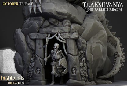 Vampire Lady on Zombie Dragon with Scenic Base Highland Miniatures Transilvanya Undead Hero Various Scales (US tariffs are pre-paid by us)