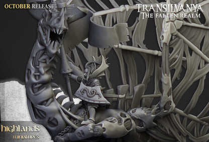 Vampire Lady on Zombie Dragon with Scenic Base Highland Miniatures Transilvanya Undead Hero Various Scales (US tariffs are pre-paid by us)