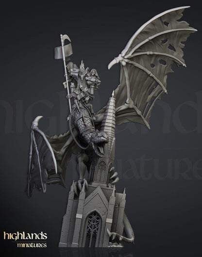 Lord Necromancer Ezekiel on Zombie Dragon with Scenic Base Highland Miniatures Transilvanya Undead Hero Various Scales