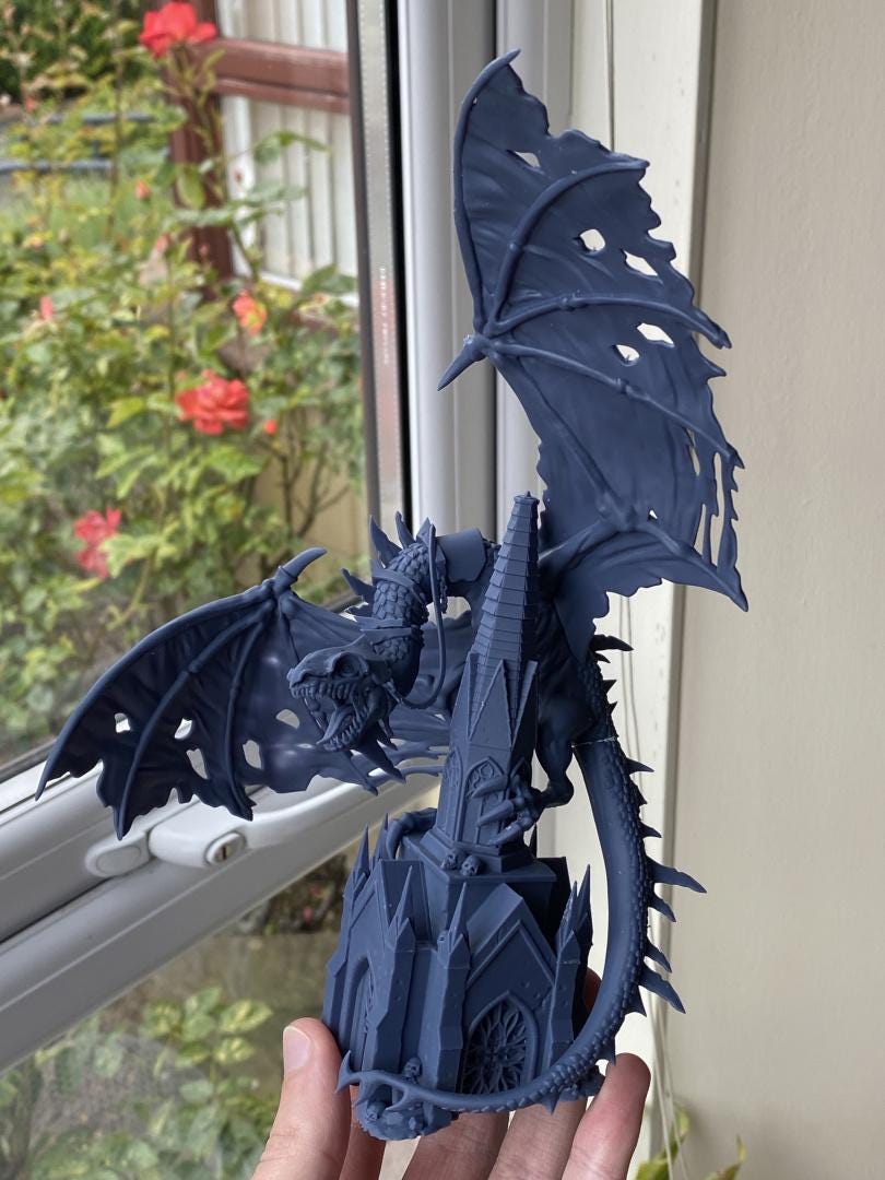 Lord Necromancer Ezekiel on Zombie Dragon with Scenic Base Highland Miniatures Transilvanya Undead Hero Various Scales