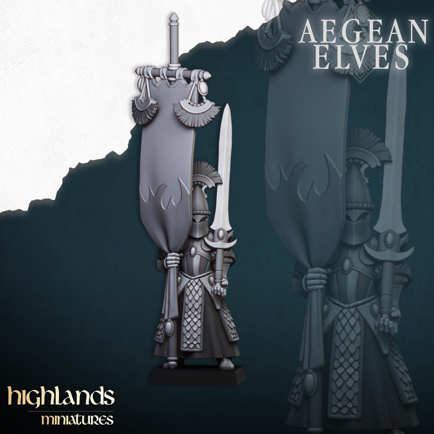 Swords of Messara Aegean Elves with Command Group 10 models Highland Miniatures Various Scales (US tariffs are pre-paid by us)