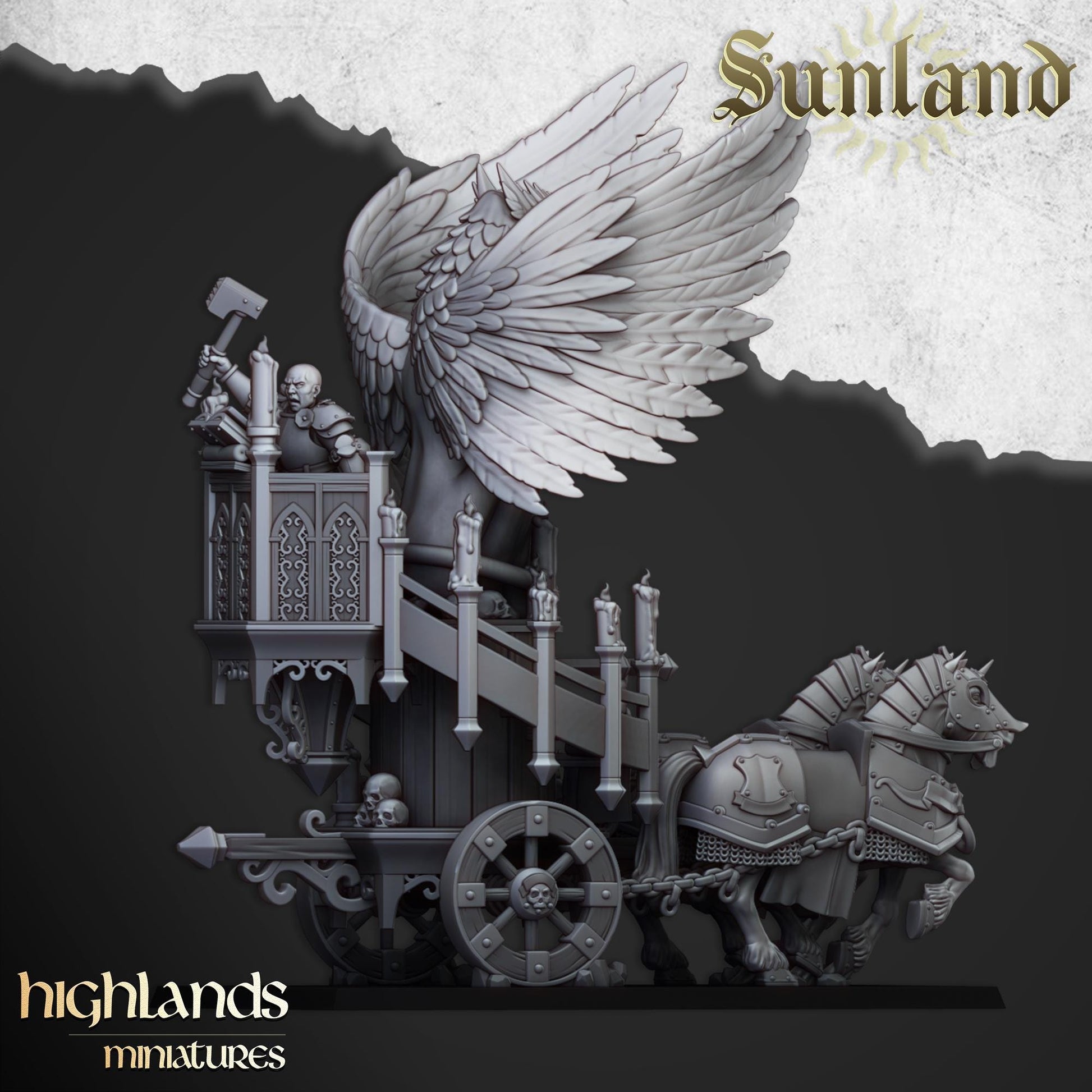 Sunland Altar Wagon with Champion Highland Miniatures Hero Various Scales (US tariffs are pre-paid by us)