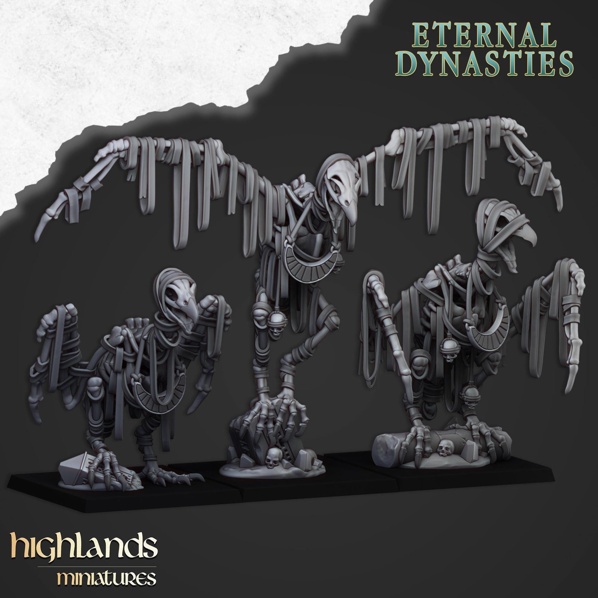 Eternal Sand Vultures 3 models Highland Miniatures Undead Various Scales (US tariffs are pre-paid by us)