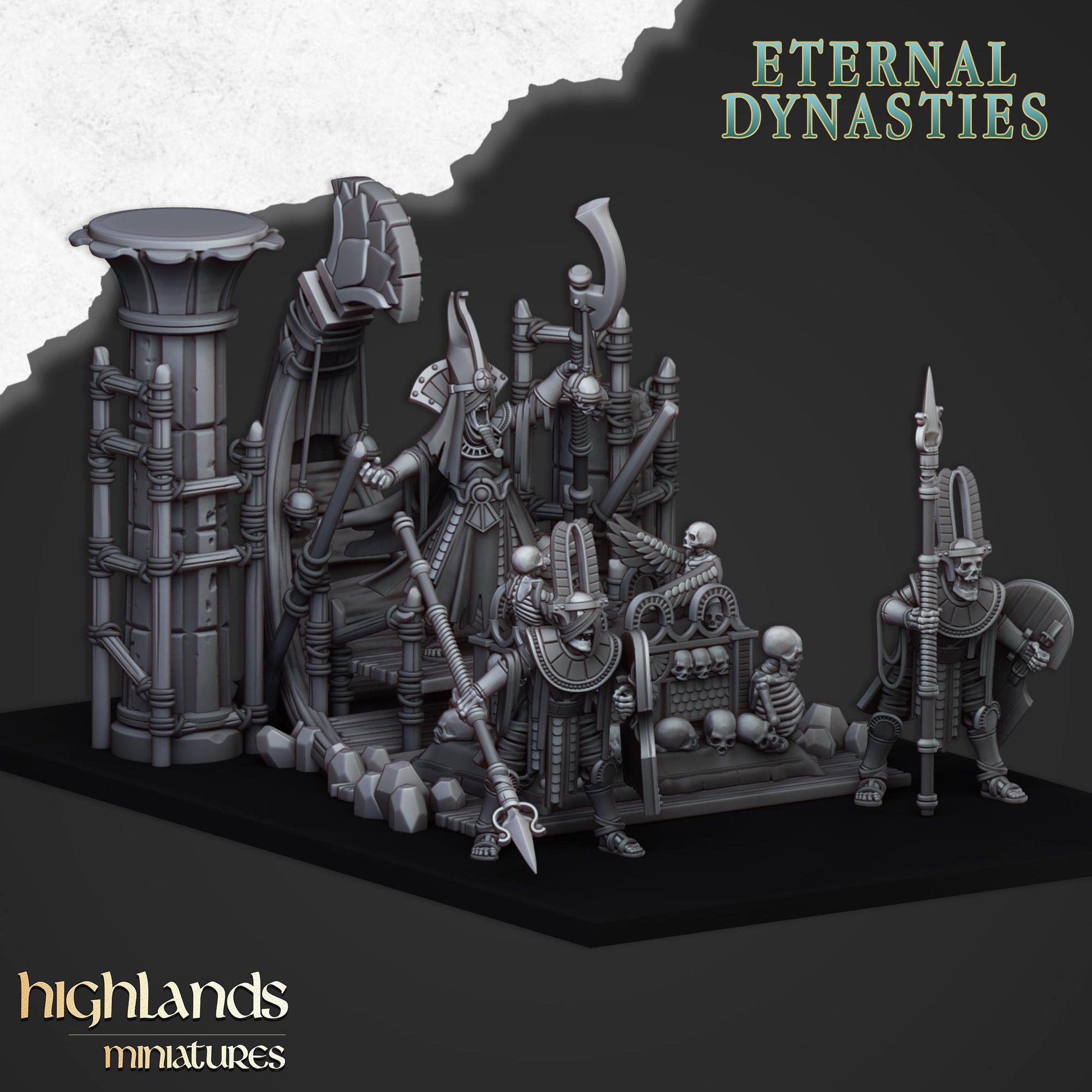 Eternal Pharaoh Funeral Ship with Crew Highland Miniatures Undead Various Scales (US tariffs are pre-paid by us)