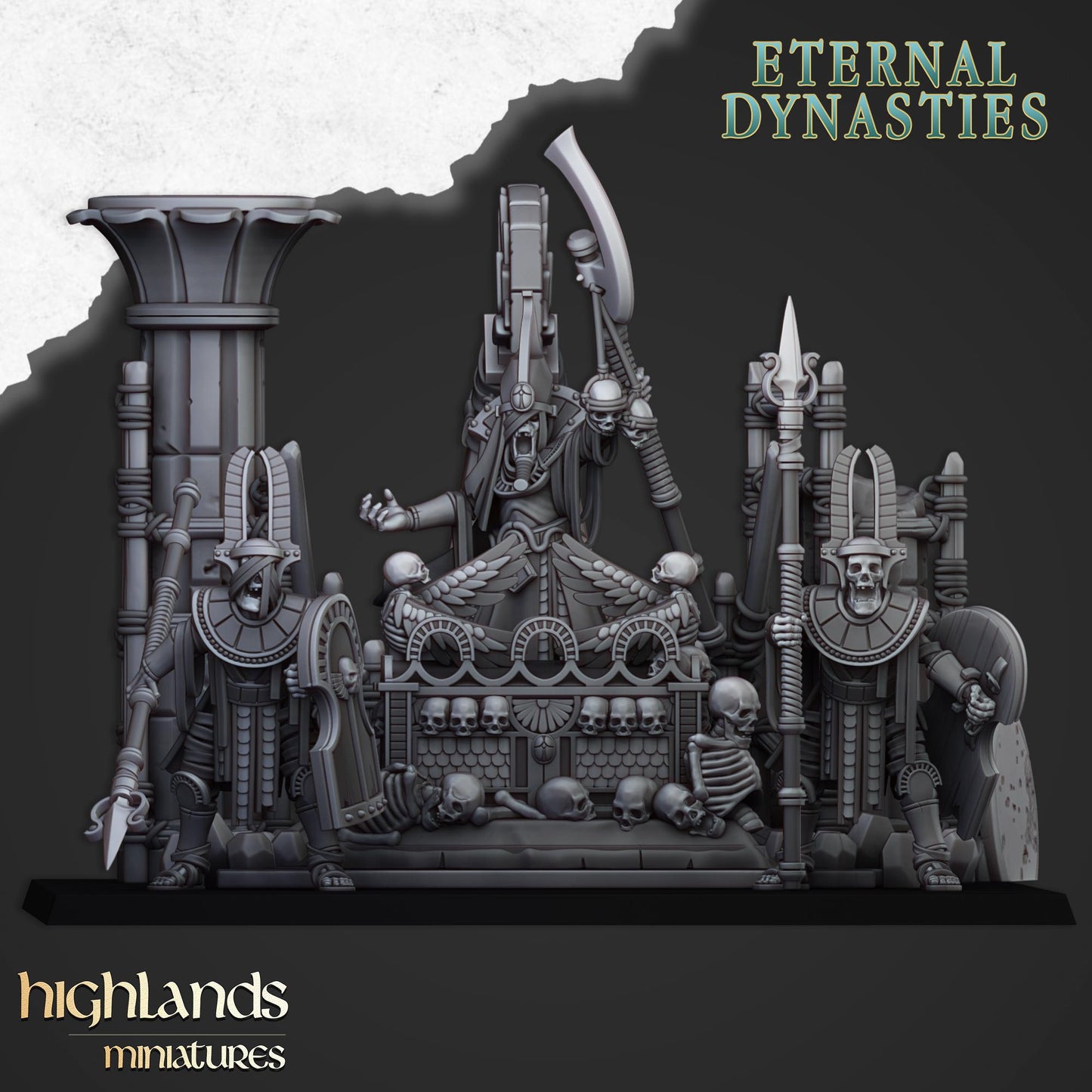 Eternal Pharaoh Funeral Ship with Crew Highland Miniatures Undead Various Scales (US tariffs are pre-paid by us)