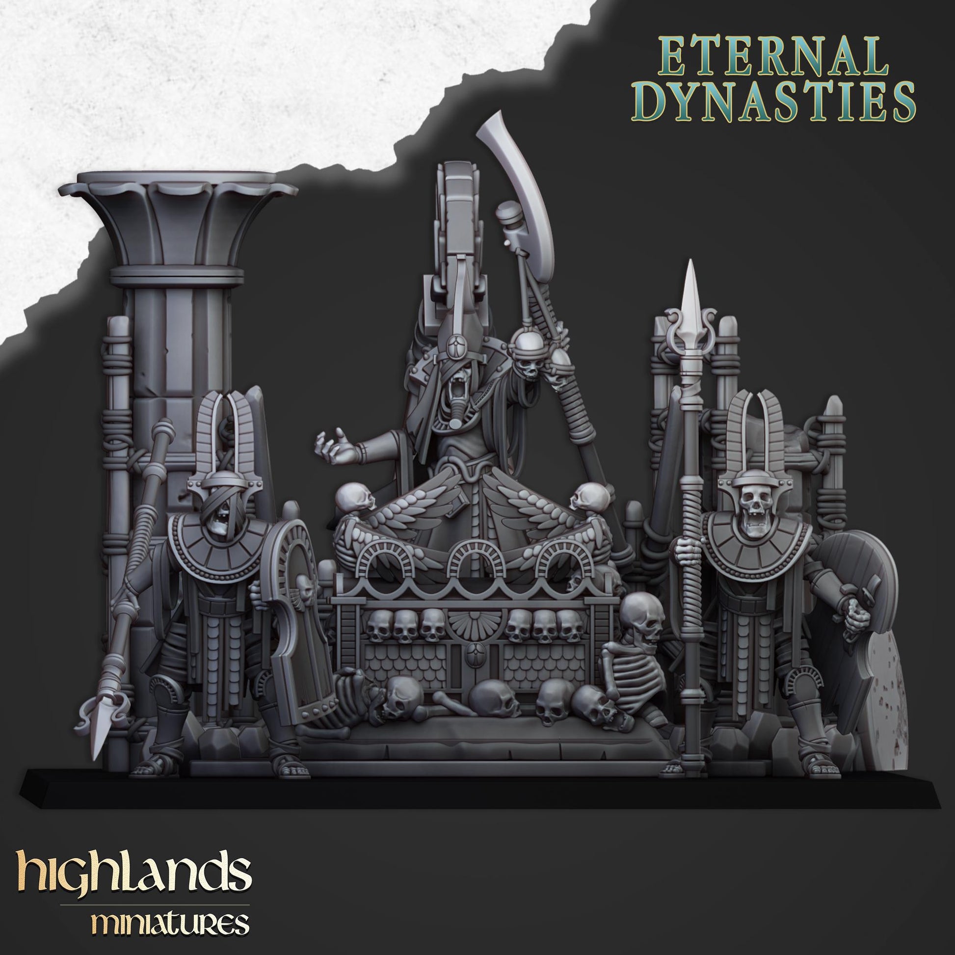 Eternal Pharaoh Funeral Ship with Crew Highland Miniatures Undead Various Scales (US tariffs are pre-paid by us)
