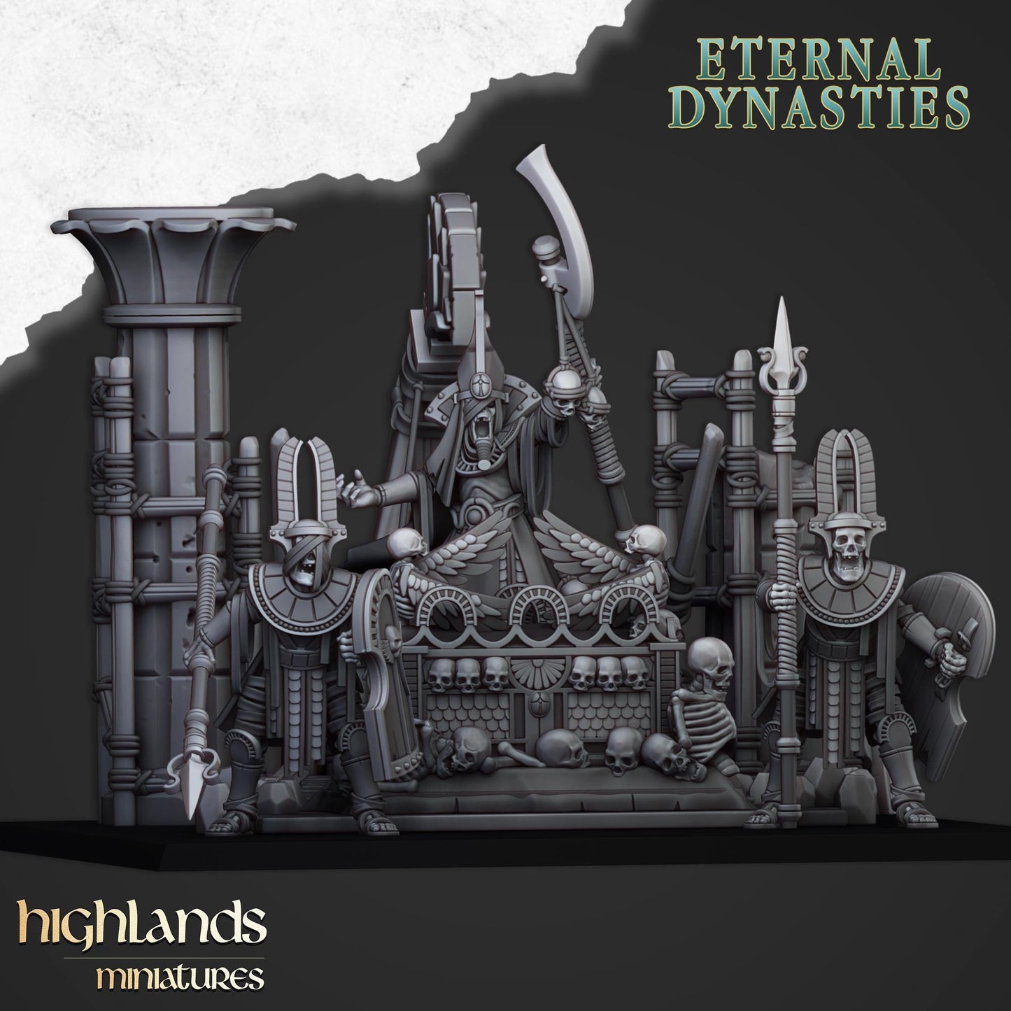Eternal Pharaoh Funeral Ship with Crew Highland Miniatures Undead Various Scales (US tariffs are pre-paid by us)