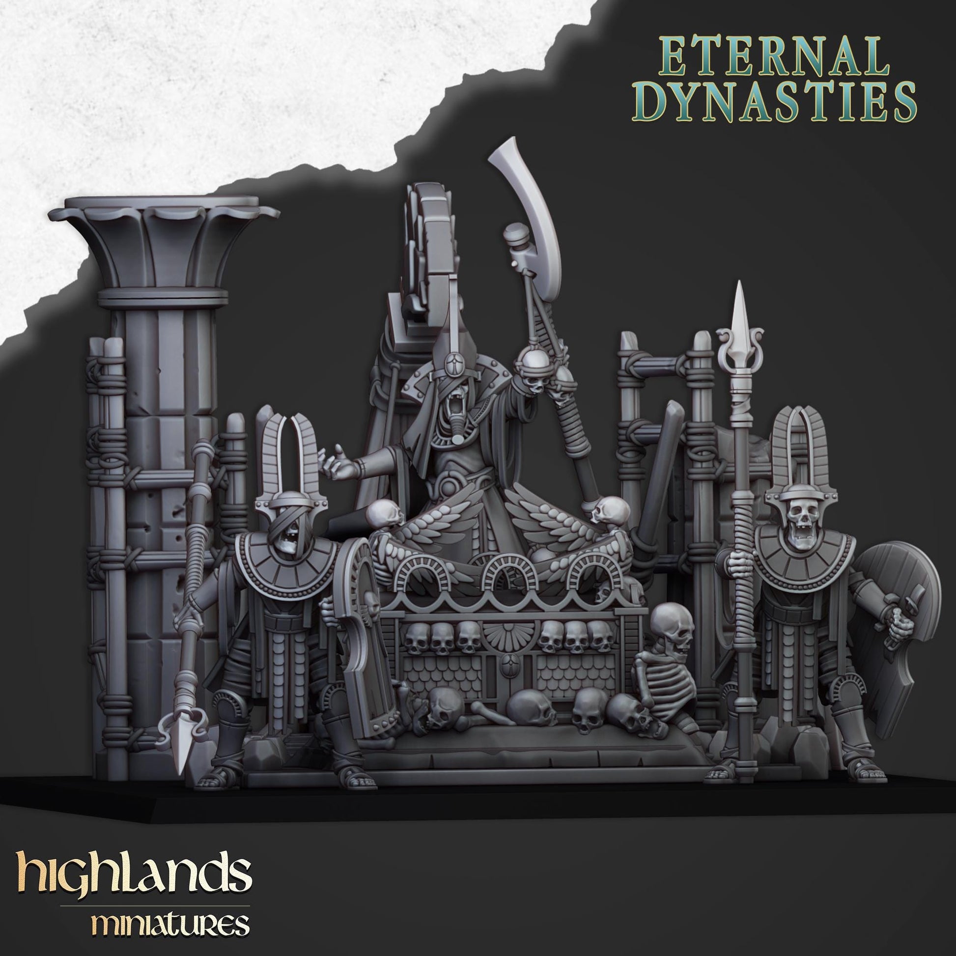 Eternal Pharaoh Funeral Ship with Crew Highland Miniatures Undead Various Scales (US tariffs are pre-paid by us)