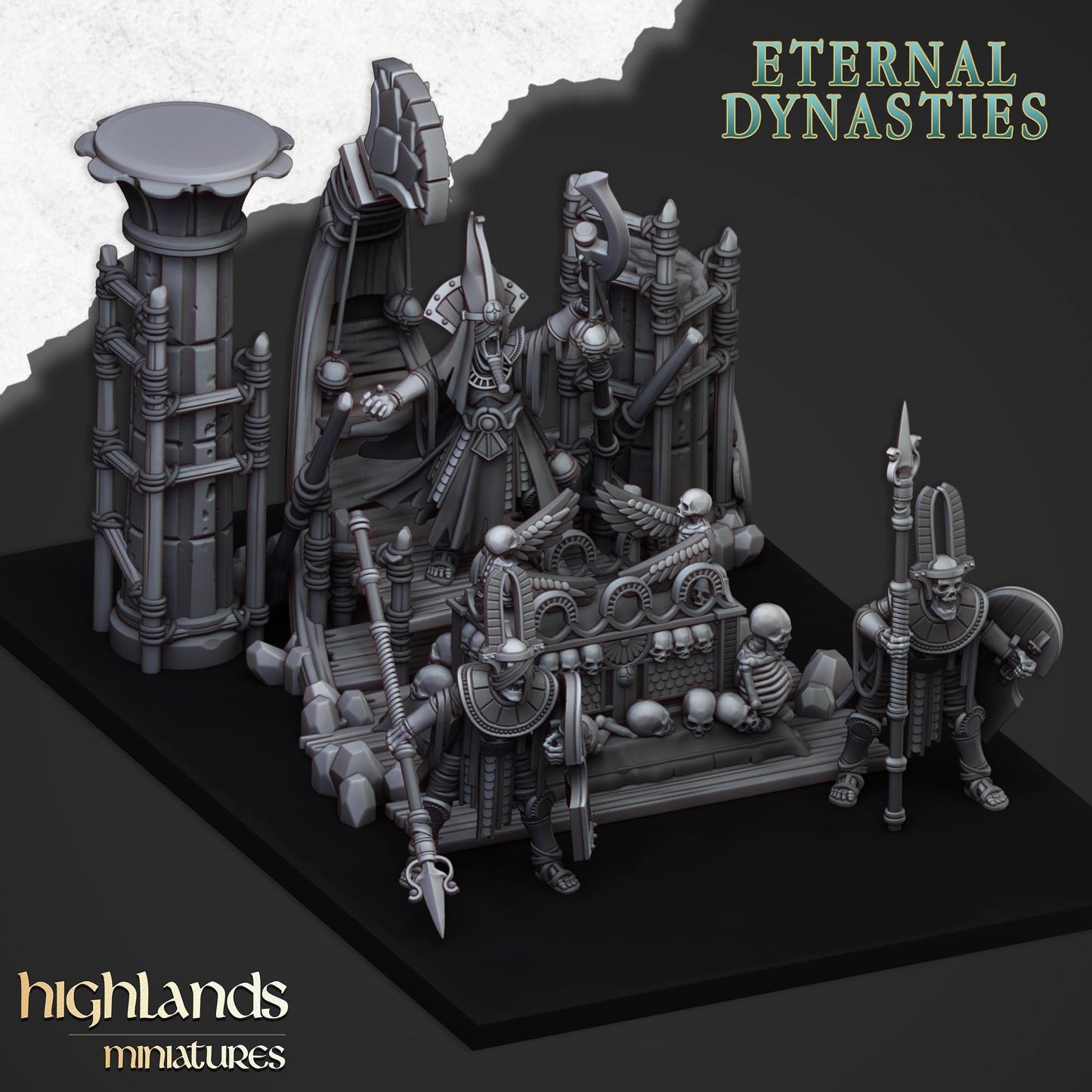 Eternal Pharaoh Funeral Ship with Crew Highland Miniatures Undead Various Scales (US tariffs are pre-paid by us)