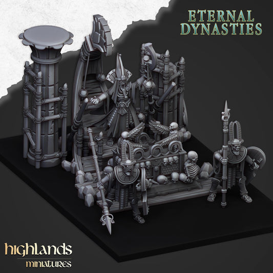 Eternal Pharaoh Funeral Ship with Crew Highland Miniatures Undead Various Scales (US tariffs are pre-paid by us)