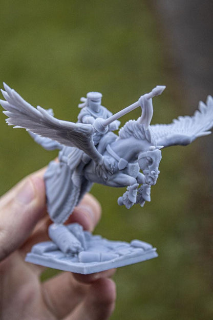 Pegasus Knights with Scenic Bases 3 Mounted models Highland Miniatures Various Scales (US tariffs are pre-paid by us)