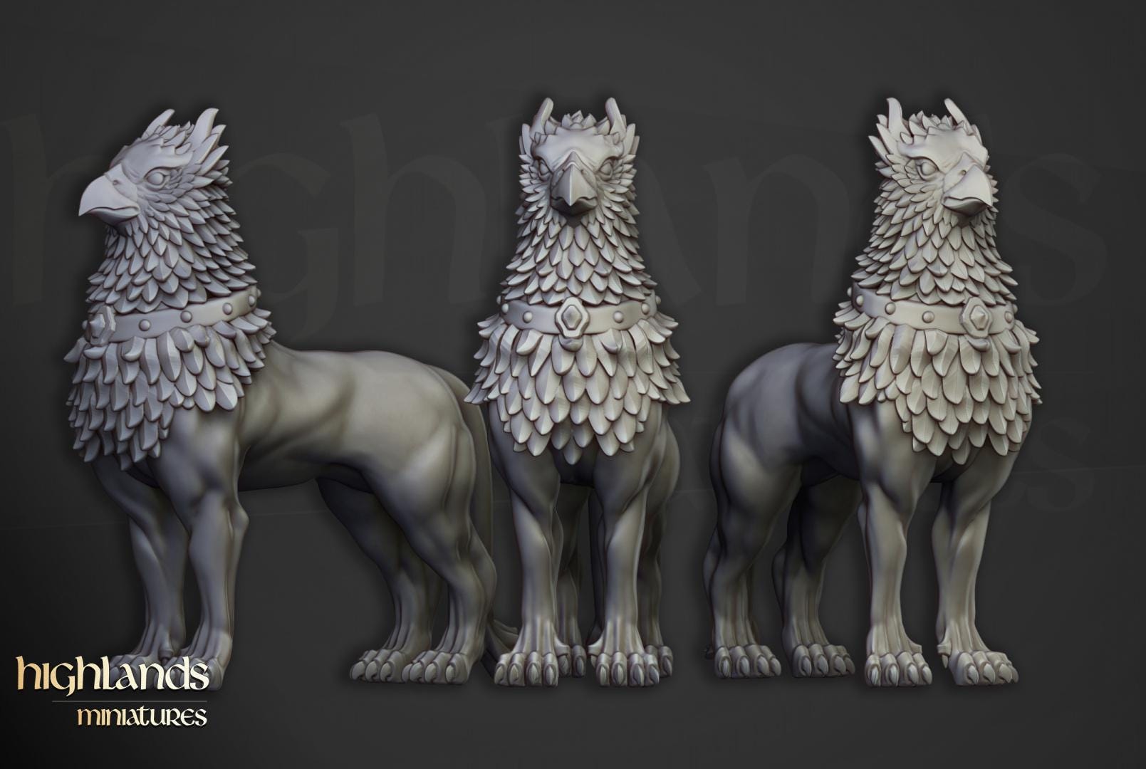 Knights of the Rising Sun on Griffons 3 models Highland Miniatures Various Scales (US tariffs are pre-paid by us)