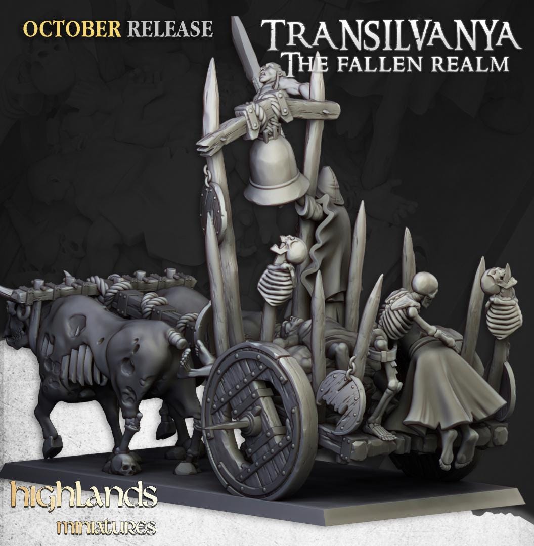 Corpse Cart with Crew Highland Miniatures Transilvanya Undead Various Scales (US tariffs are pre-paid by us)