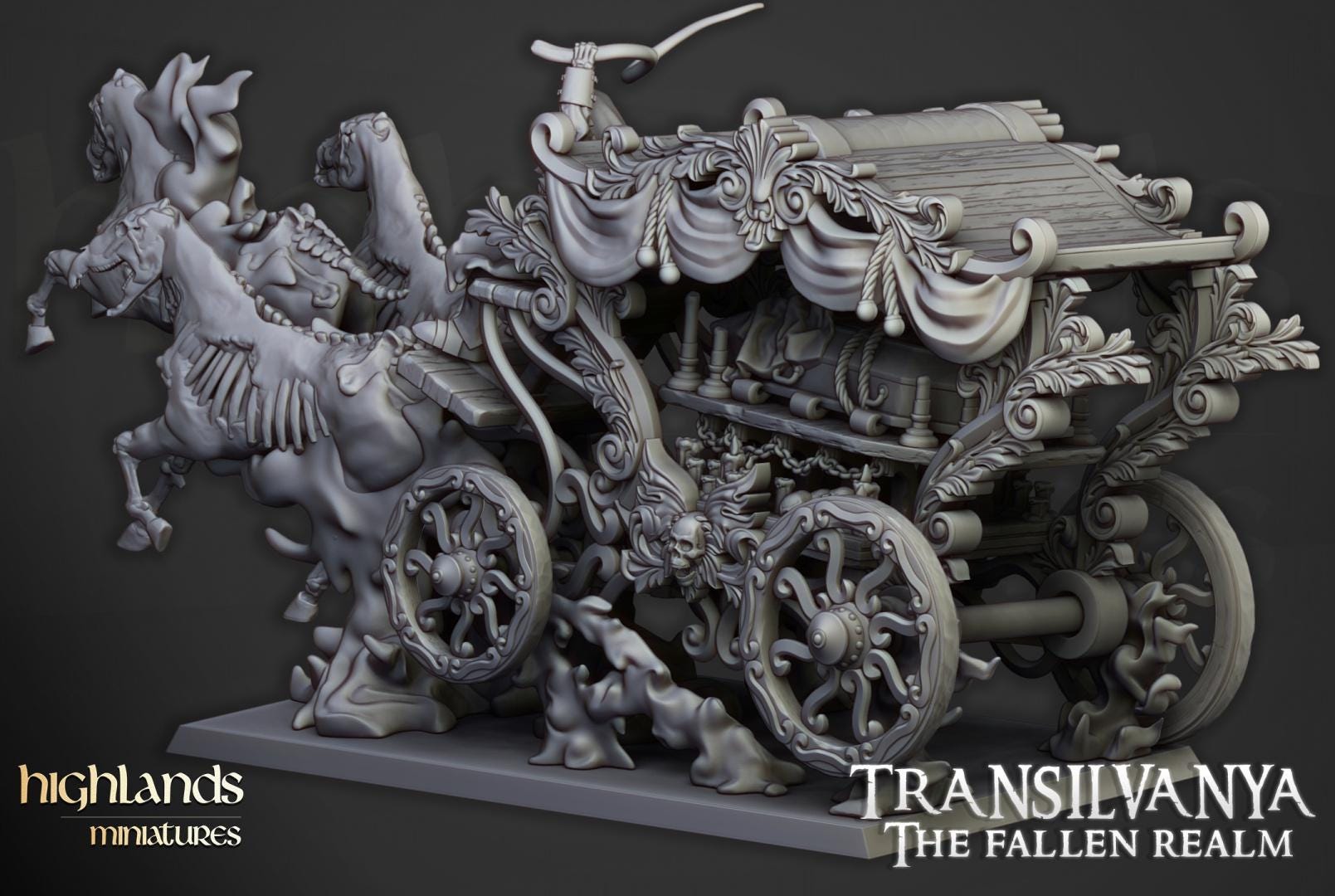 Boyar Chariot Highland Miniatures Transilvanya Undead Various Scales (US tariffs are pre-paid by us)