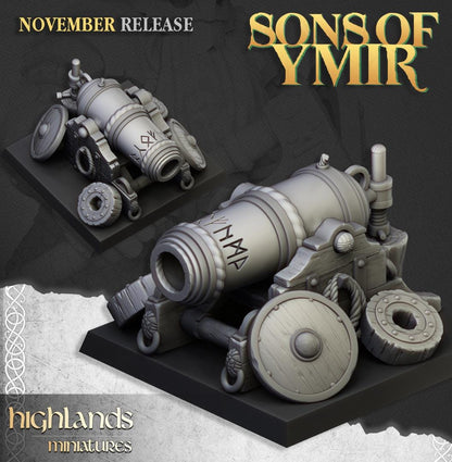 Dwarf Artillery with Crew, Cannon, Flamethrower, Organ Gun Highland Miniatures Various Scales (US tariffs are pre-paid by us)