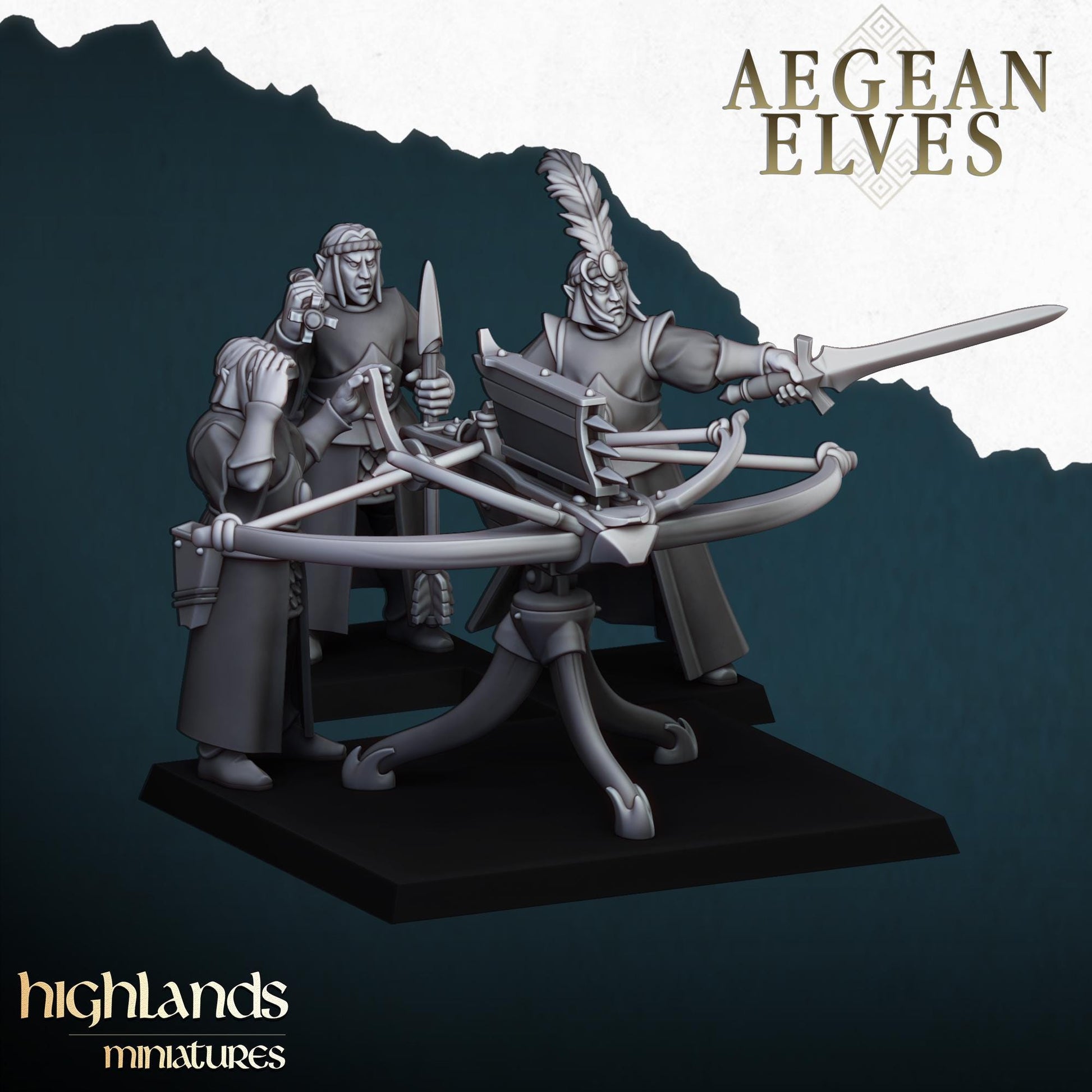 Aegean Elves Ballista with Crew Highland Miniatures Various Scales (US tariffs are pre-paid by us)