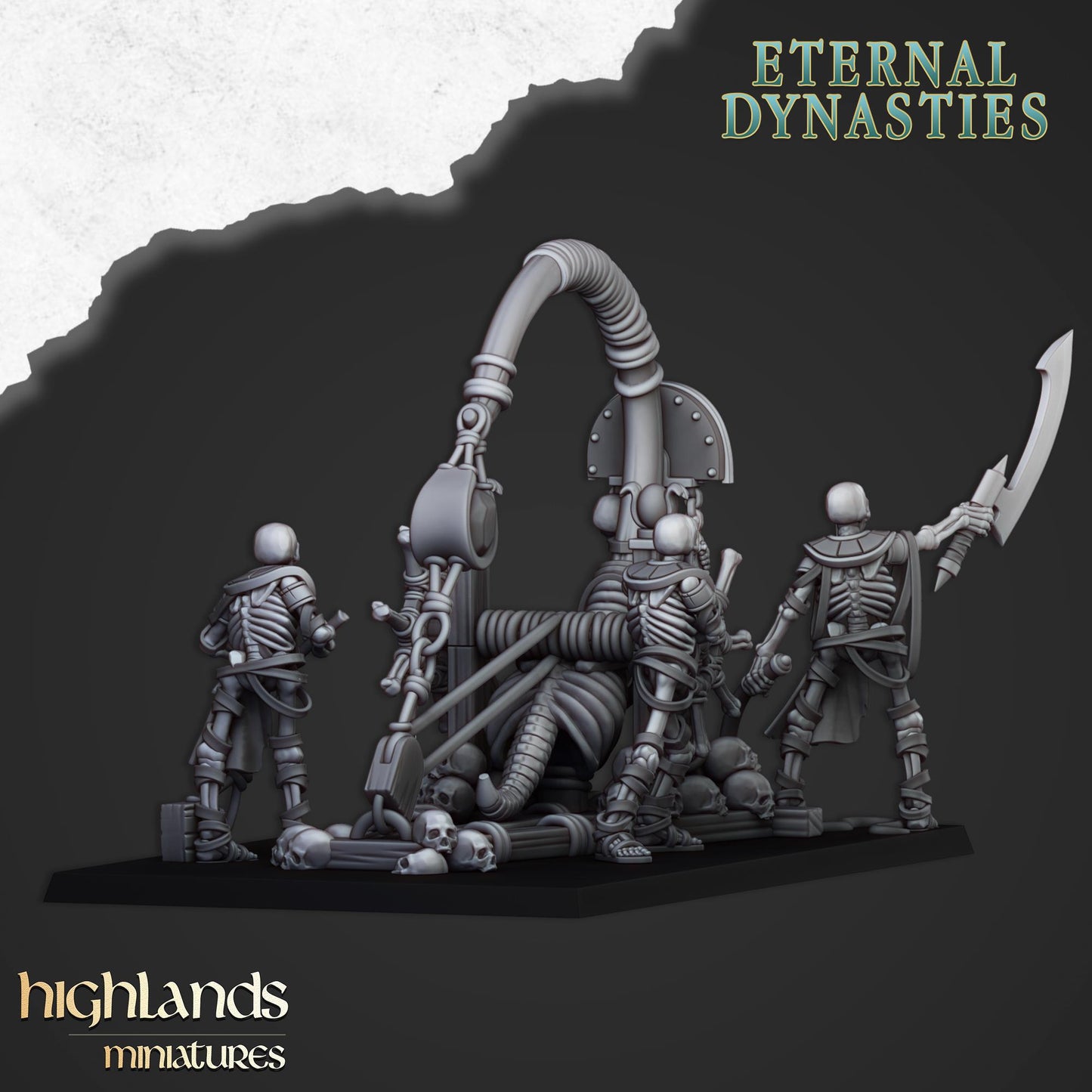 Eternal Ancient Stone Thrower with Crew Highland Miniatures Undead Various Scales (US tariffs are pre-paid by us)