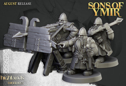 Dwarf Old Siege Engines Ballista with Crew Highland Miniatures Various Scales (US tariffs are pre-paid by us)